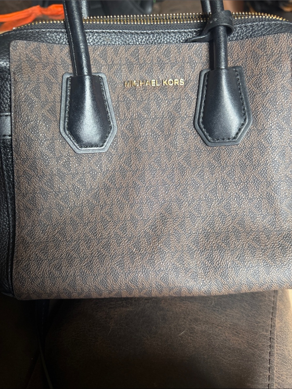 Michael Kors Black and Brown Signature Messenger Bag